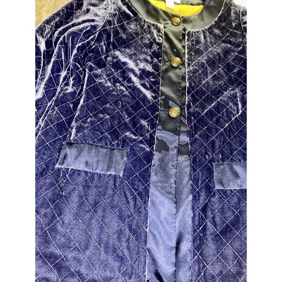 Soft Surroundings Womens Sm Silk Rayon Blue Velvet Jacket Quilted M - Picture 2 of 7